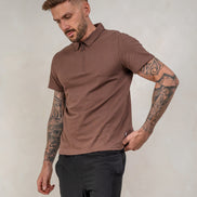 Mens Textured Jersey - Chestnut, Mens Polo Top