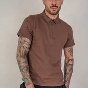 Mens Textured Jersey - Chestnut, Mens Polo Top