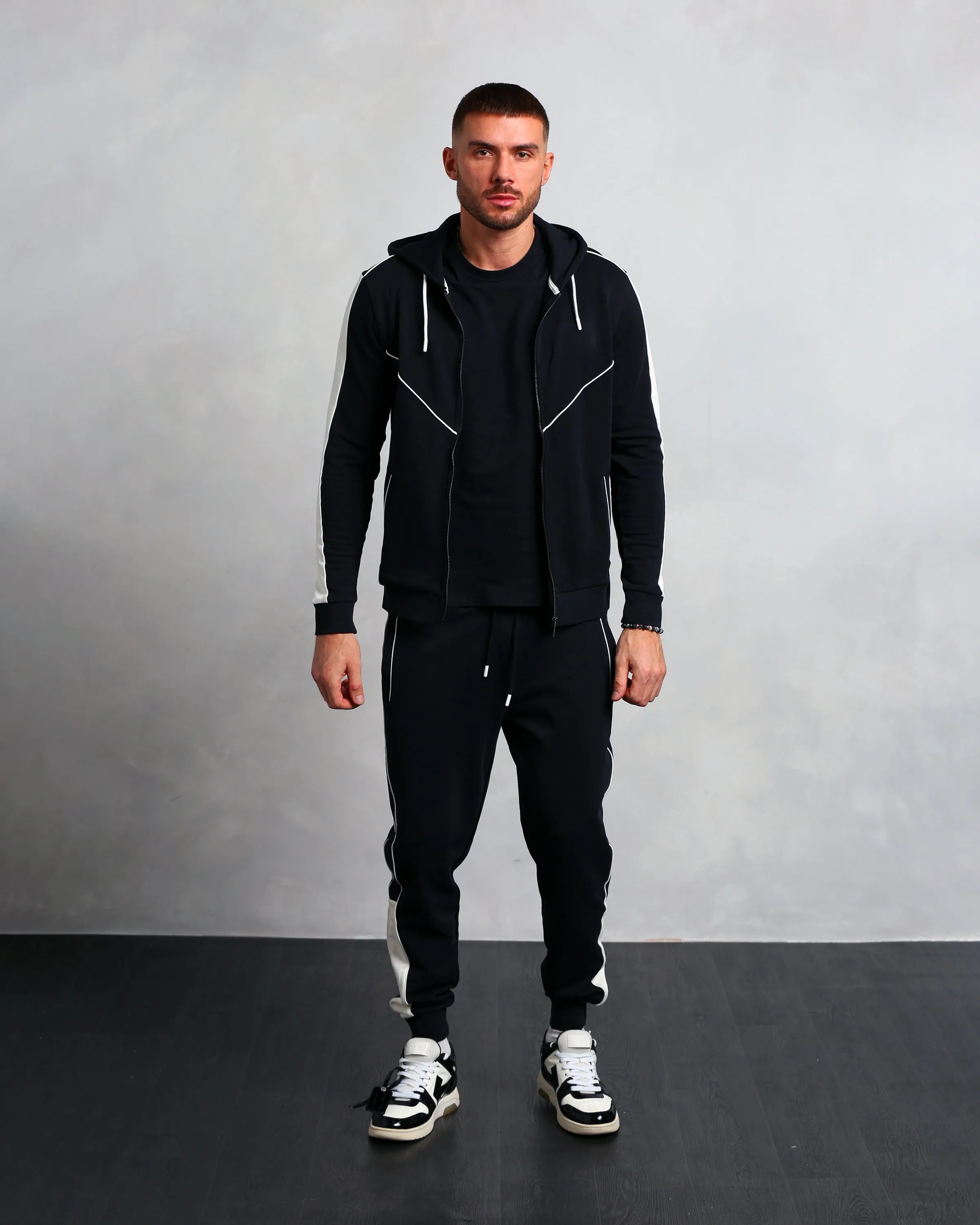 Men's Black Panelled Hoodie (Craig)