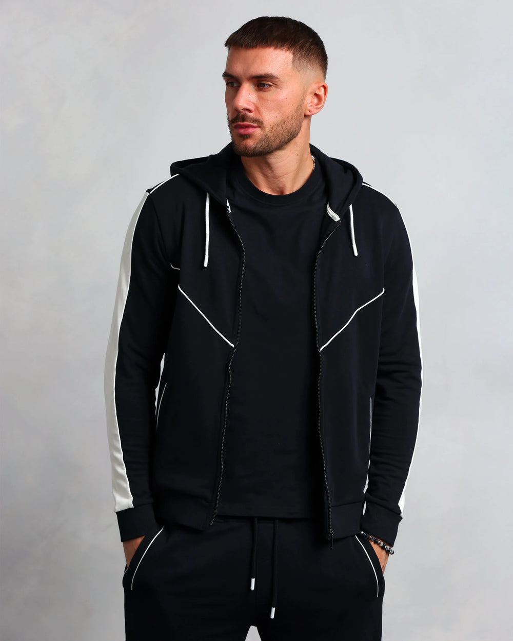 Men's Black Panelled Hoodie (Craig)