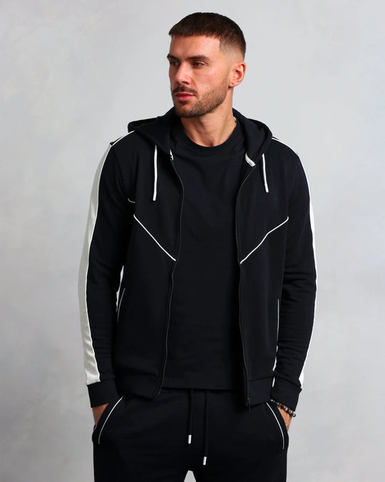 Men's Black Panelled Hoodie (Craig)