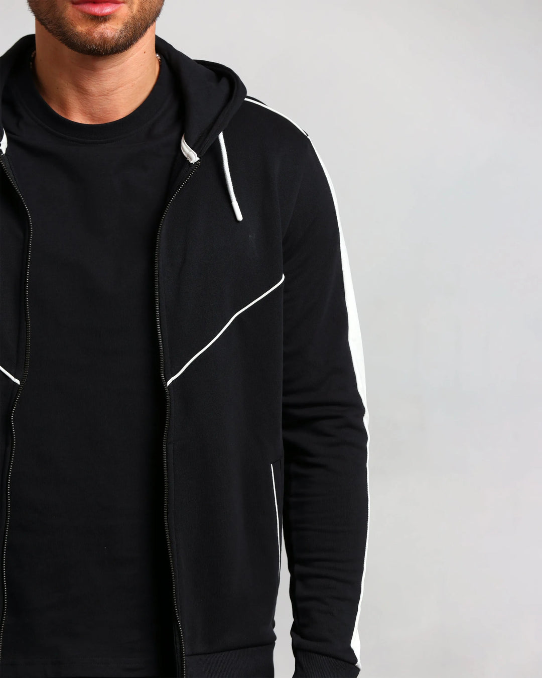Men's Black Panelled Hoodie (Craig)