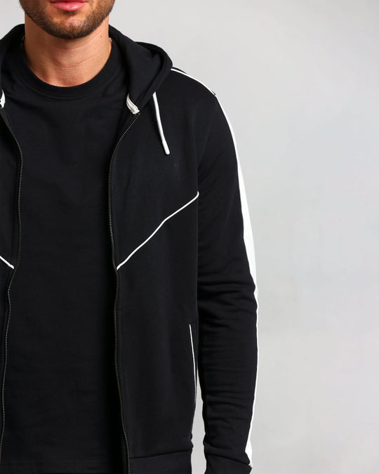 Men's Black Panelled Hoodie (Craig)