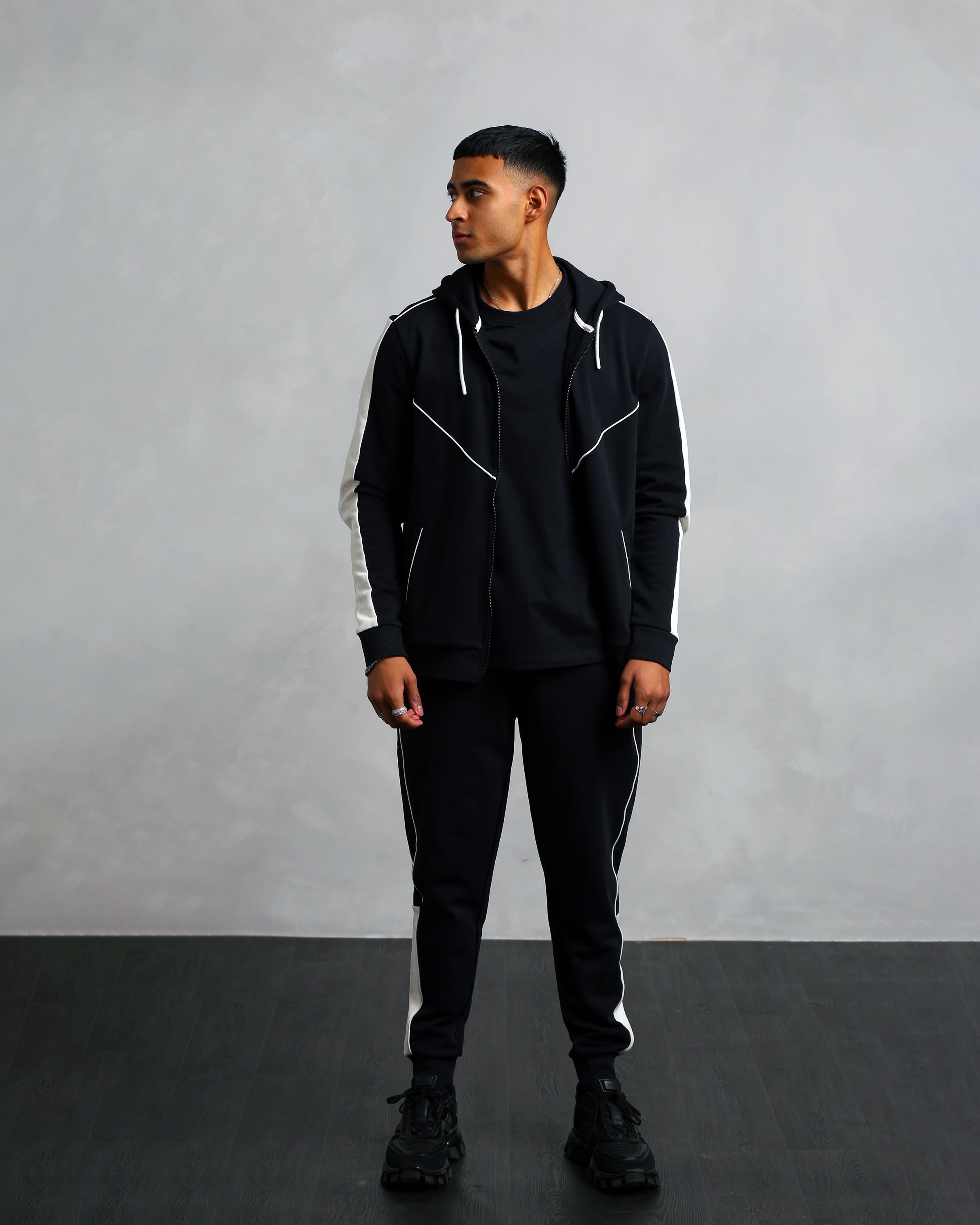 Men's Black Panelled Hoodie (Craig)