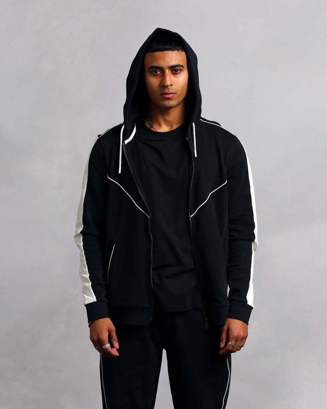 Men's Black Panelled Hoodie (Craig)