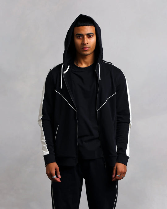 Men's Black Panelled Hoodie (Craig)