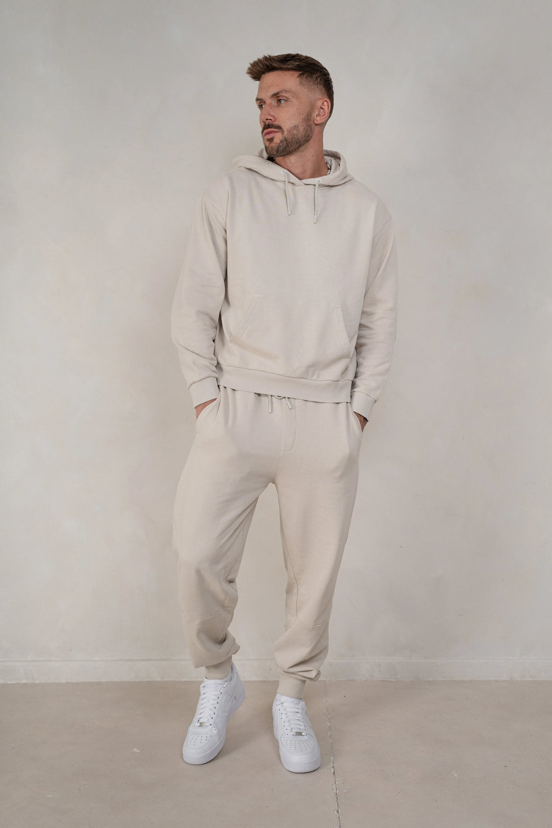 Mens Brushed Joggers - Cream, Mens Joggers