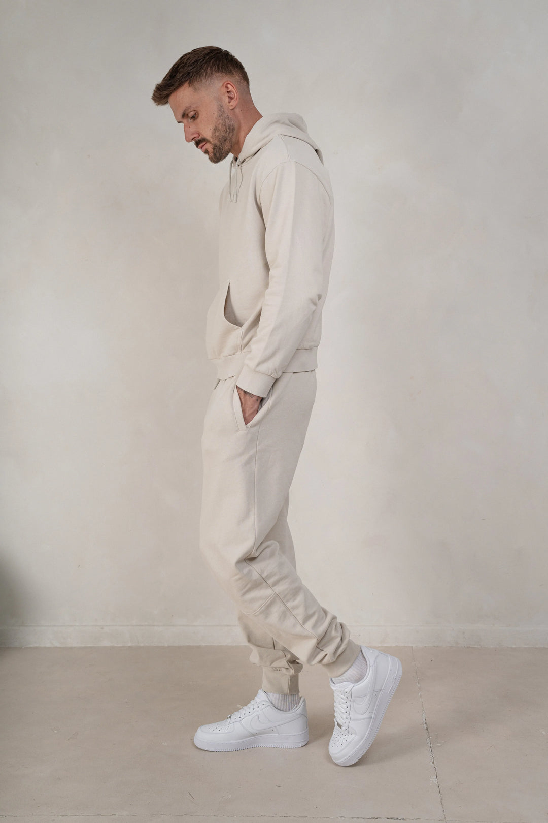 Mens Brushed Joggers - Cream, Mens Joggers