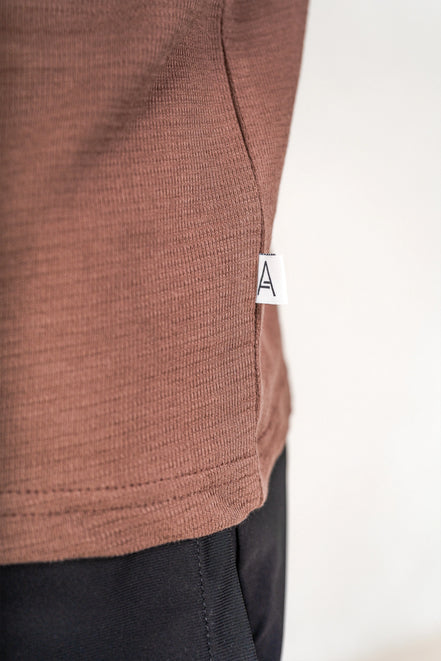 Mens Textured Jersey - Chestnut, Mens Polo Top