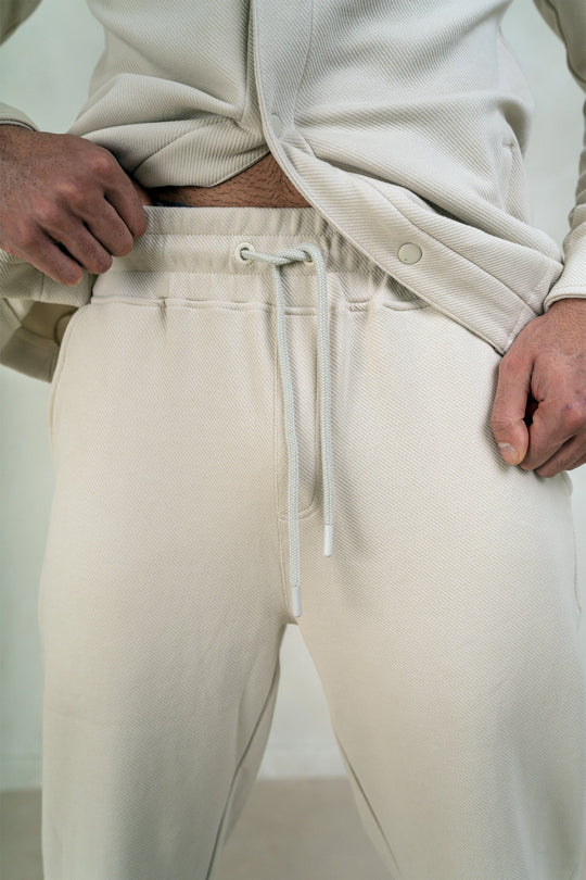 Mens Jersey Twill Bottoms - Cream, Mens Joggers