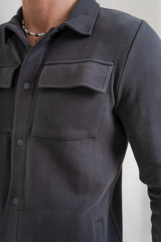 Mens Jersey Twill Shackets - Dark Shadow, Mens Jacket