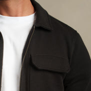 The Black Utility Zip-Through Shacket