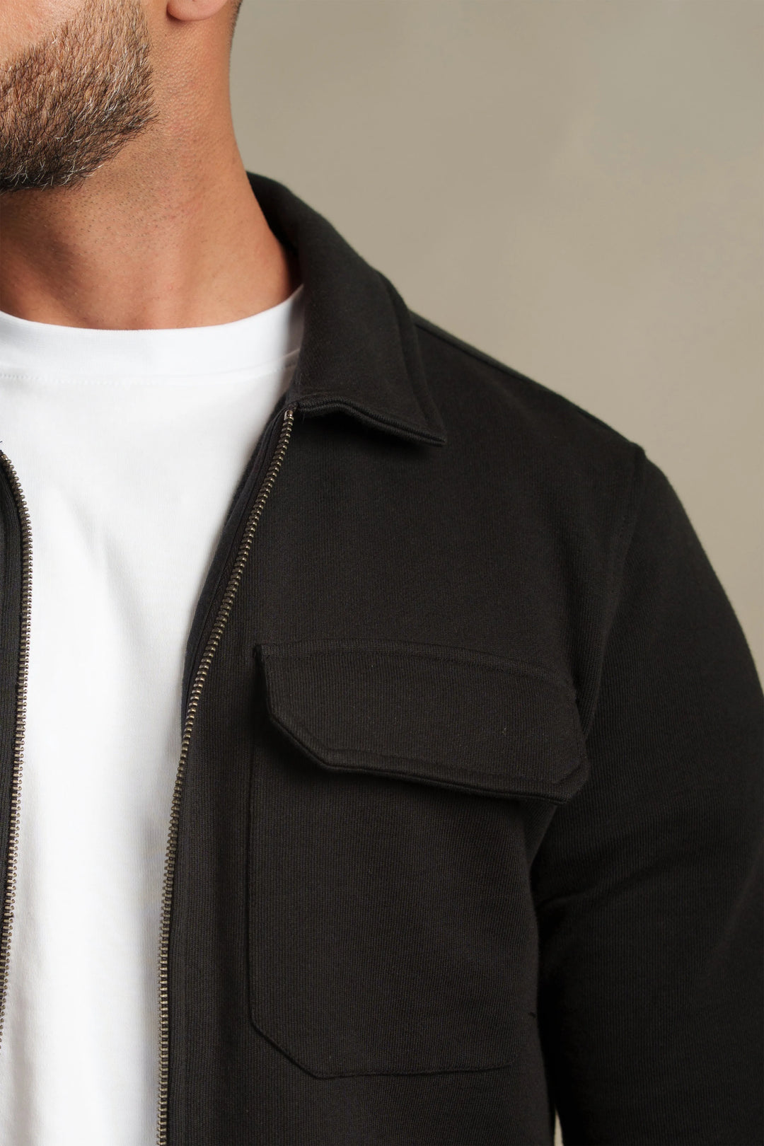 The Black Utility Zip-Through Shacket
