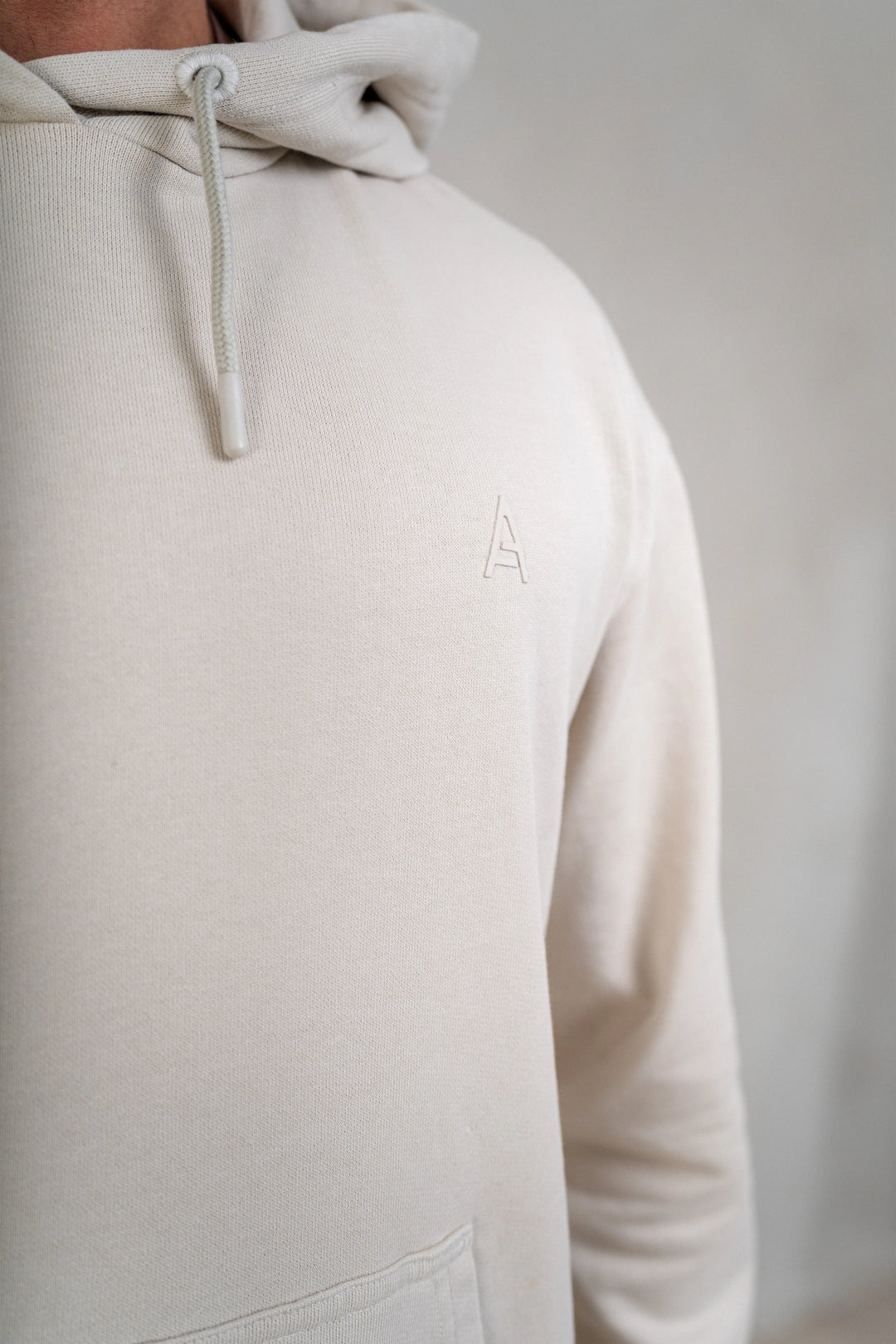 Mens Brushed Hoodie - Cream, Men's Hoodie