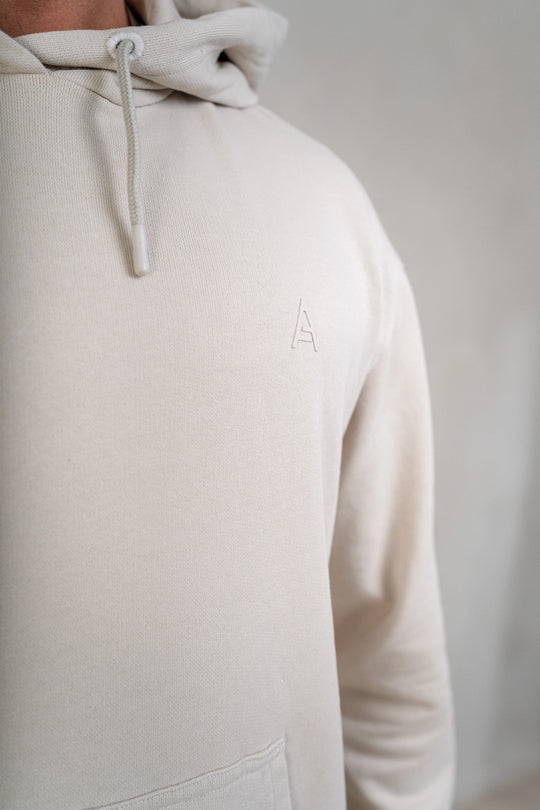 Mens Brushed Hoodie - Cream, Men's Hoodie