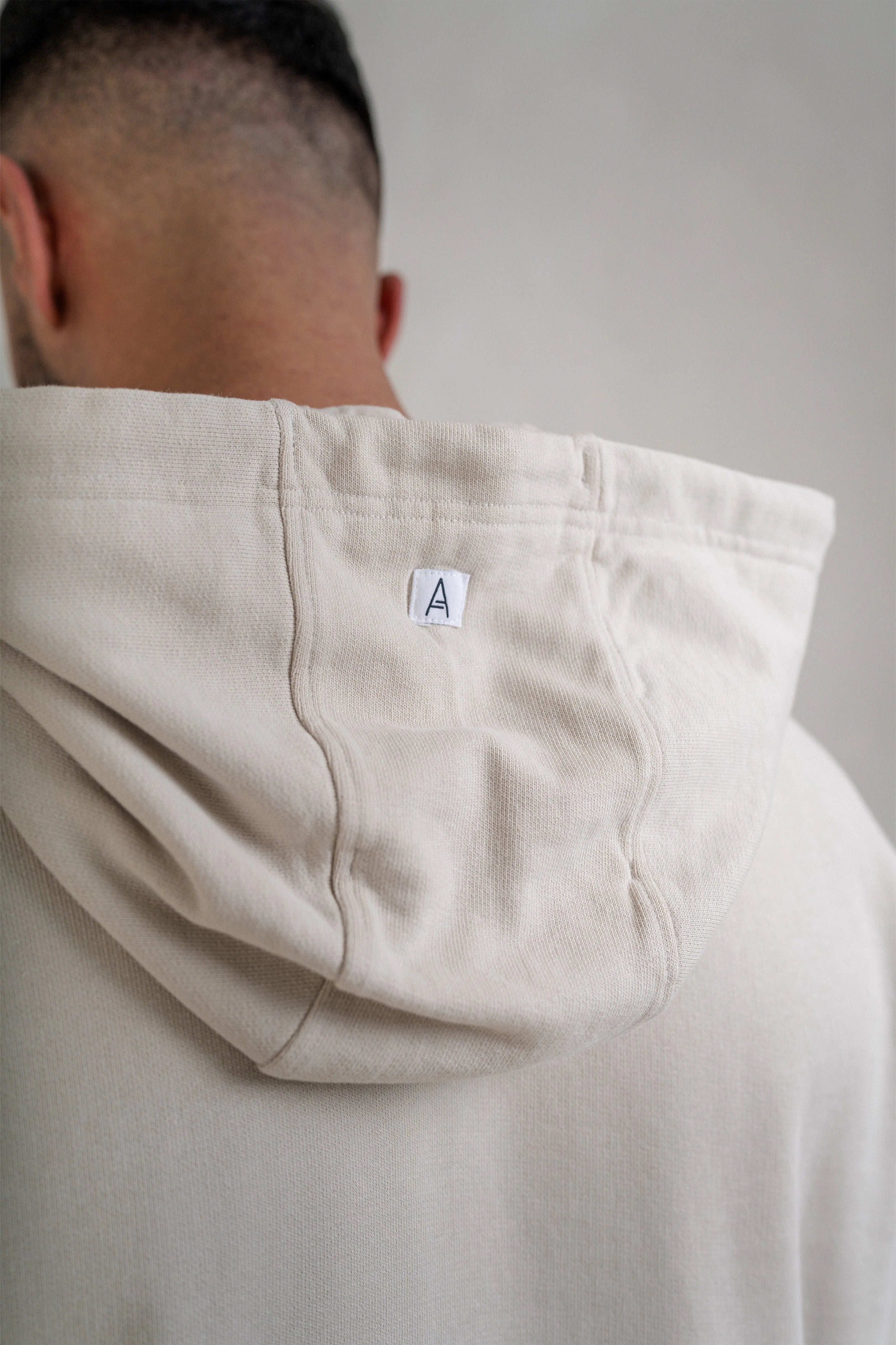Mens Brushed Hoodie - Cream, Men's Hoodie