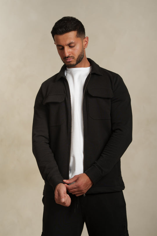 The Black Utility Zip-Through Shacket