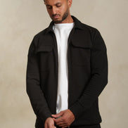 The Black Utility Zip-Through Shacket