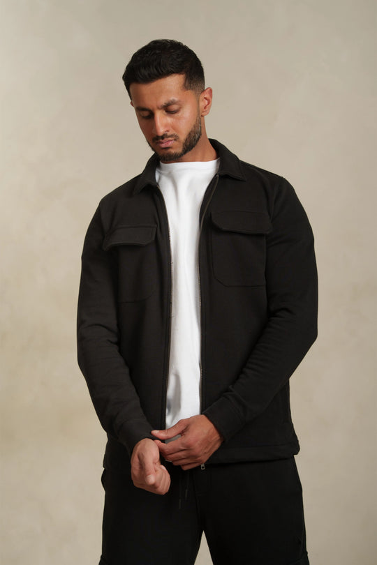 The Black Utility Zip-Through Shacket