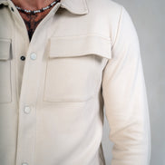 Mens Jersey Twill Shacket - Cream, Mens Jacket