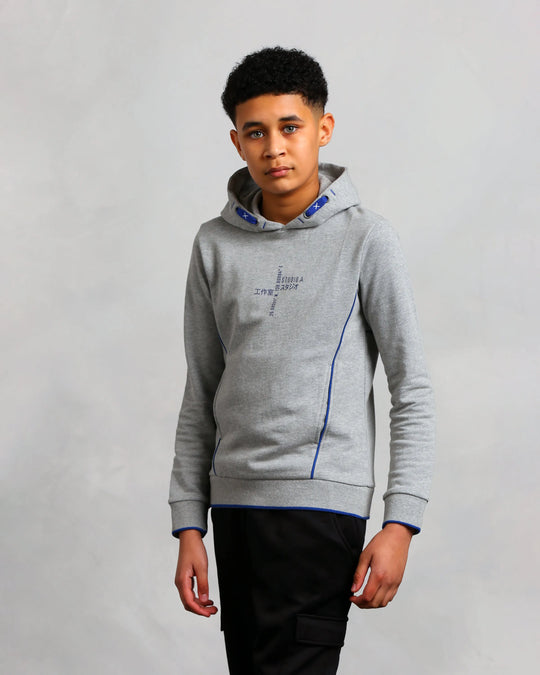Studio A Clothing - Boy's Grey Vertical Logo Hoodie (Curtis)