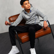 Studio A Clothing - Boy's Grey Vertical Logo Hoodie (Curtis)