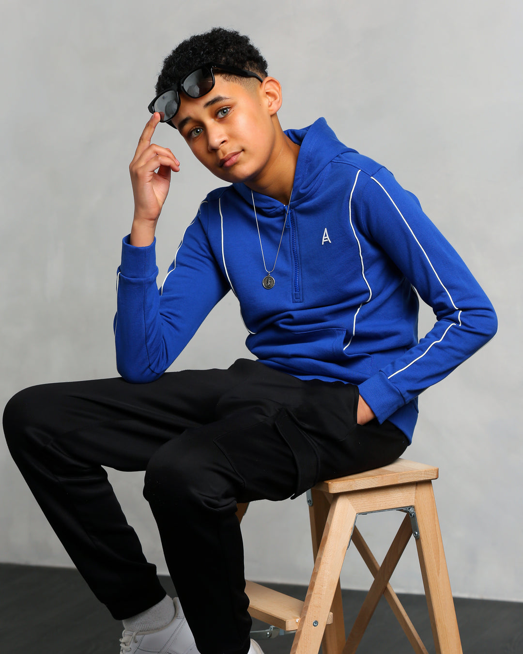 Boy's Blue Panel Stitch Hoodie (Julian)