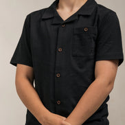 Junior Linen Blend Overshirt Black