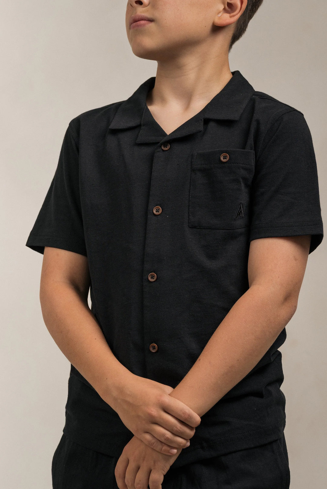 Junior Linen Blend Overshirt Black