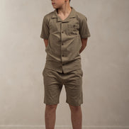 Junior Linen Blend Overshirt Kakhi