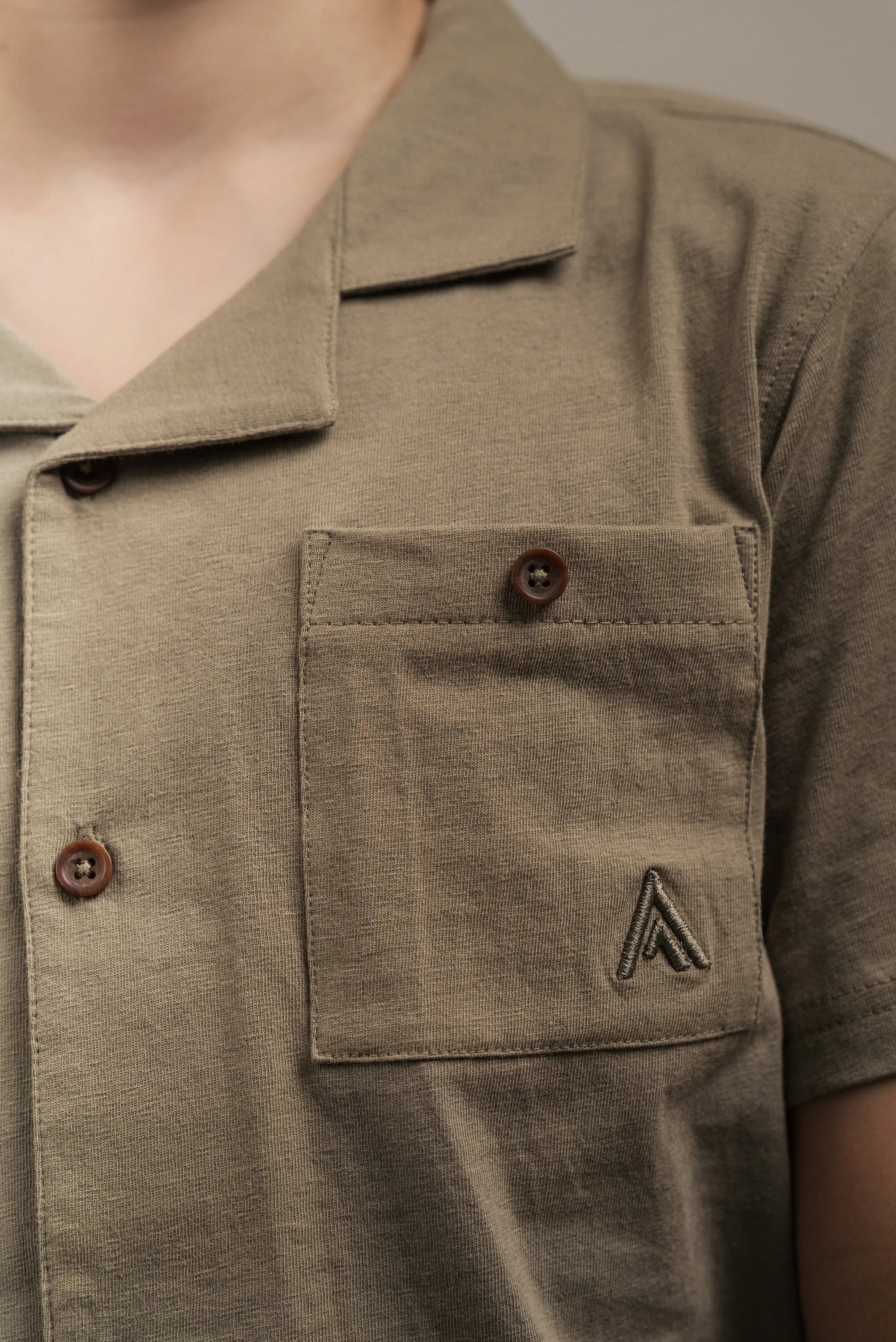 Junior Linen Blend Overshirt Kakhi