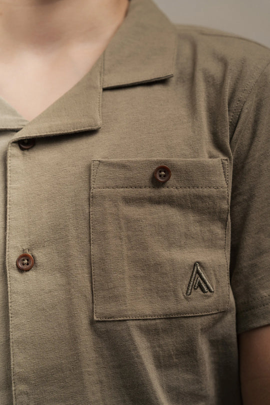 Junior Linen Blend Overshirt Kakhi