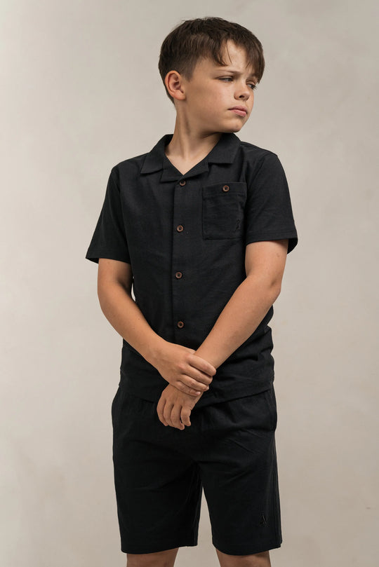 Junior Linen Blend Shorts Black