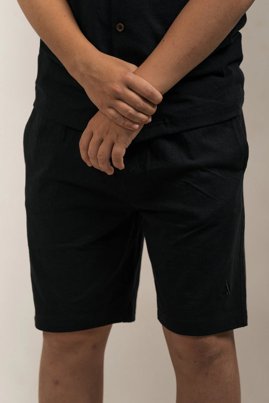 Junior Linen Blend Shorts Black