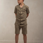 Junior Linen Blend Shorts Khaki