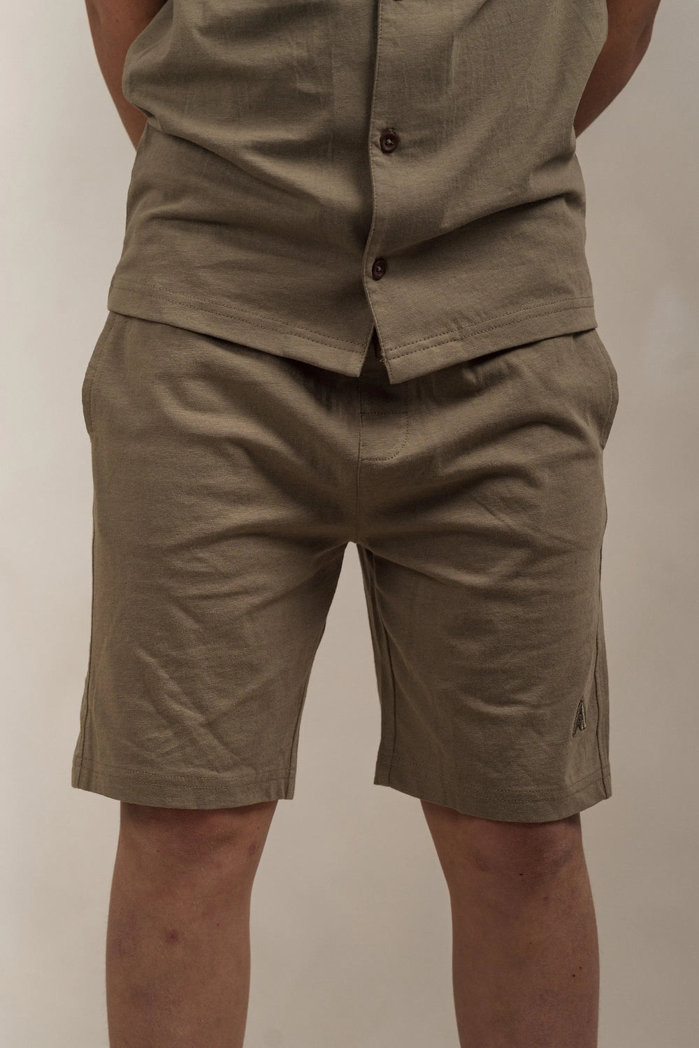 Junior Linen Blend Shorts Khaki
