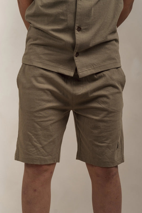 Junior Linen Blend Shorts Khaki