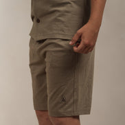Junior Linen Blend Shorts Khaki