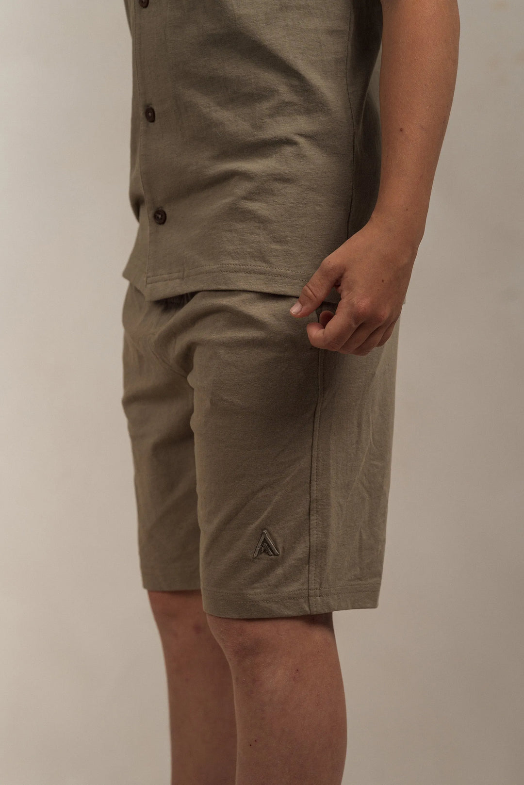 Junior Linen Blend Shorts Khaki