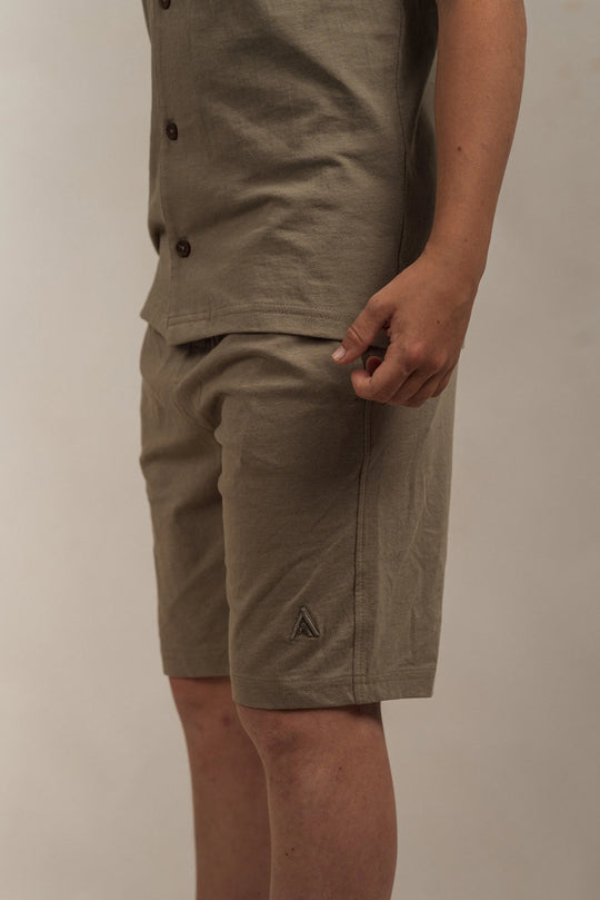 Junior Linen Blend Shorts Khaki