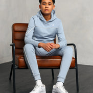 Studio A Clothing - Boy's Baby Blue Cross-Stitch Hoodie (Micheal)
