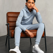 Studio A Clothing - Boy's Baby Blue Cross-Stitch Hoodie (Micheal)
