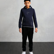 Studio A Clothing - Boy's Navy Vertical Logo Hoodie (Nathan)