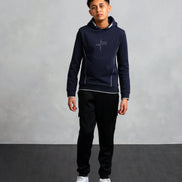 Studio A Clothing - Boy's Navy Vertical Logo Hoodie (Nathan)