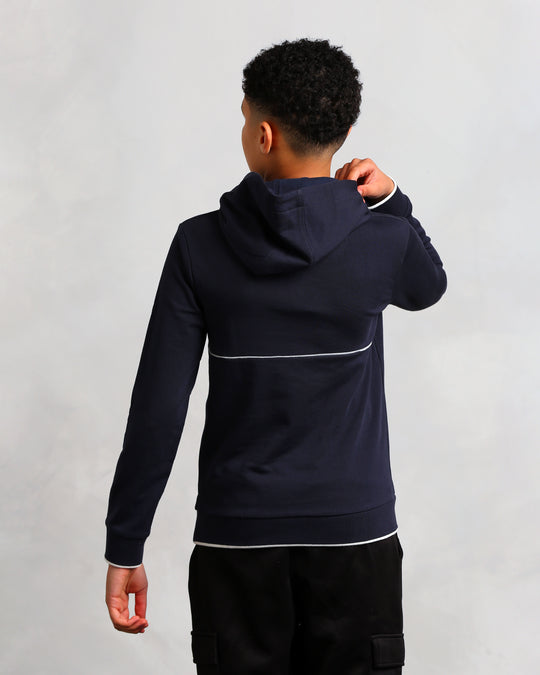 Studio A Clothing - Boy's Navy Vertical Logo Hoodie (Nathan)