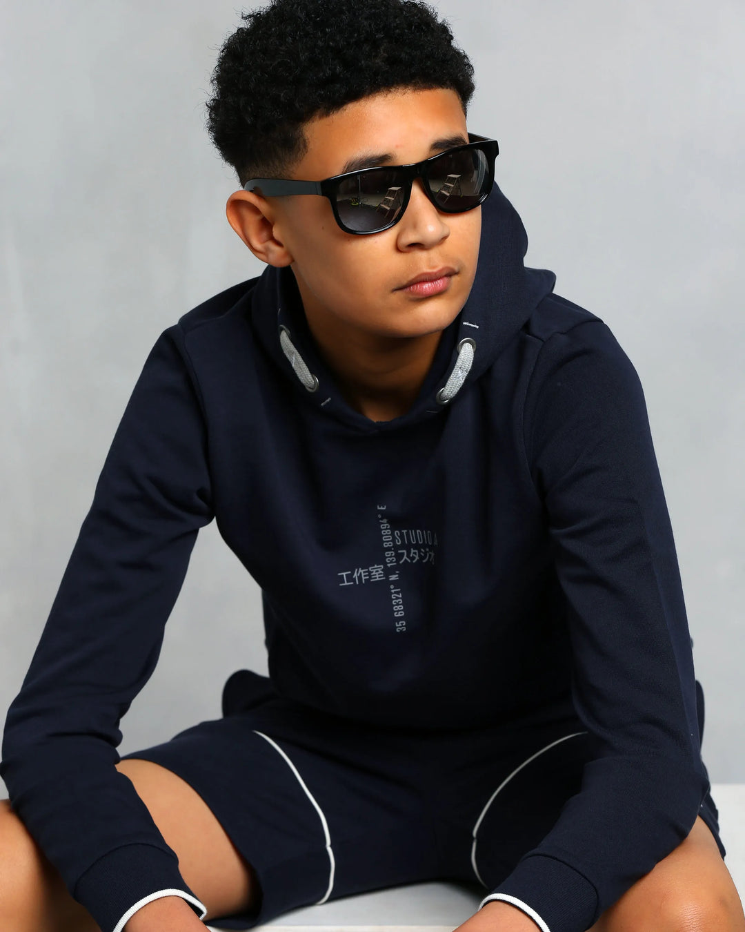 Boy's Navy Logo Shorts (Nathan)