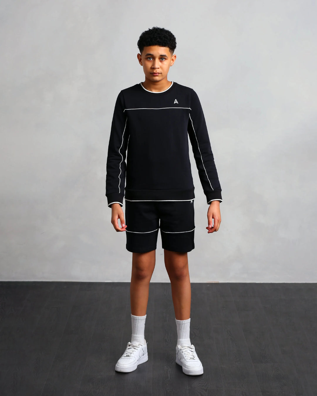 Boy's Black Stitched Shorts (Neil)