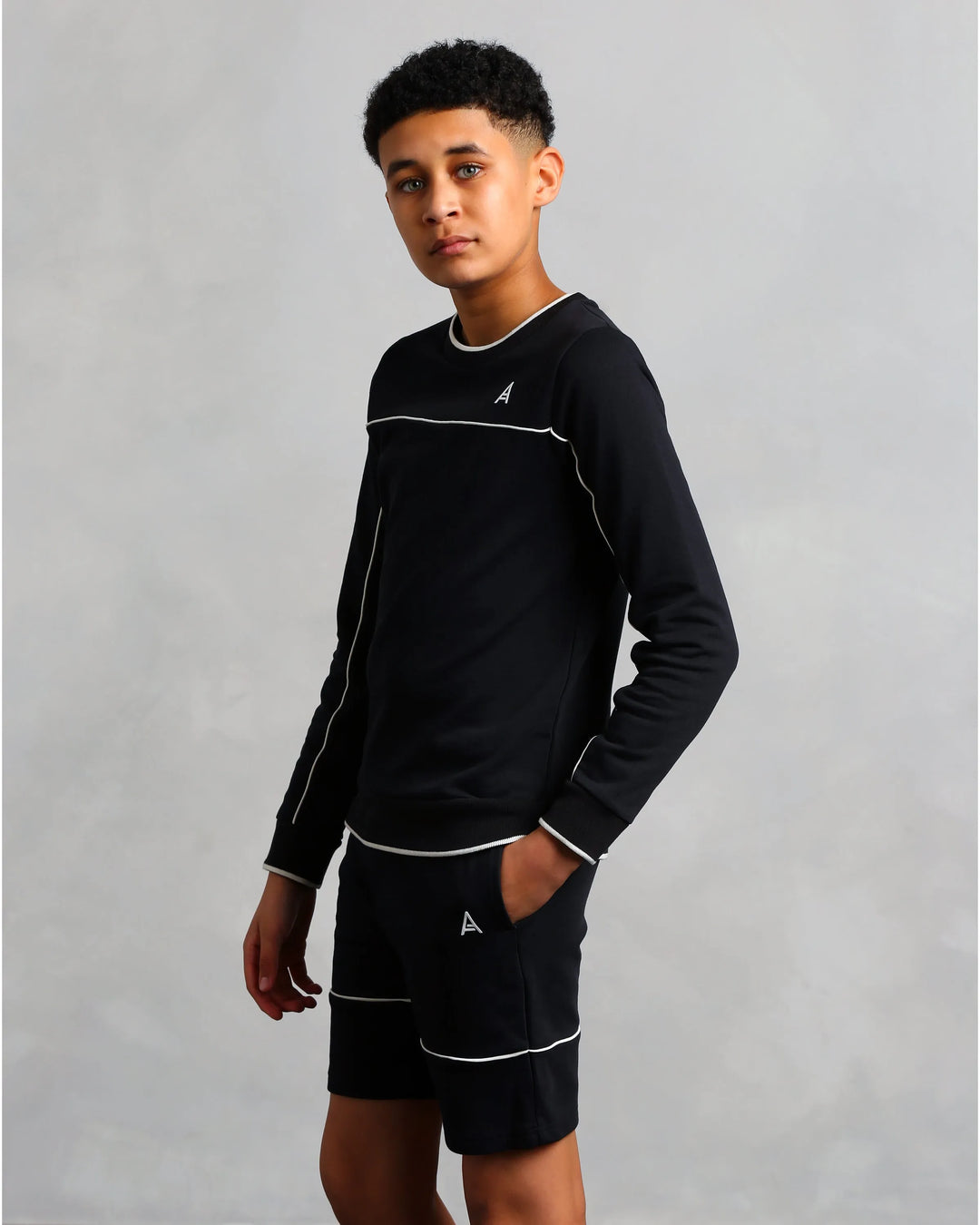Boy's Black Stitched Shorts (Neil)