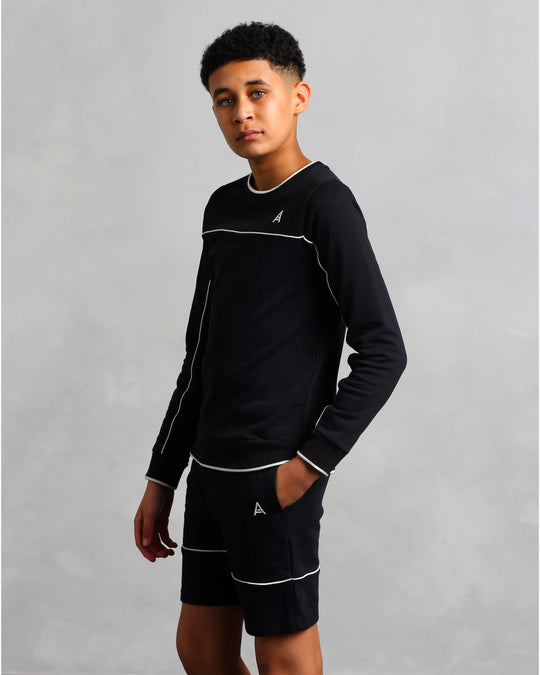 Boy's Black Stitched Shorts (Neil)