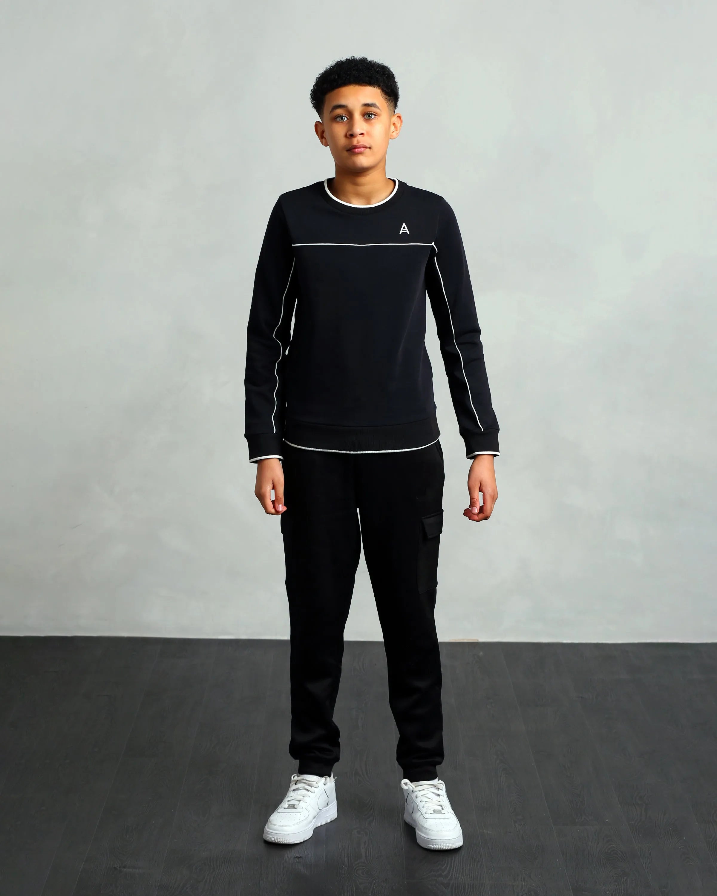 Studio A Clothing - Boy's Black Stitched Sweatshirt (Neil)